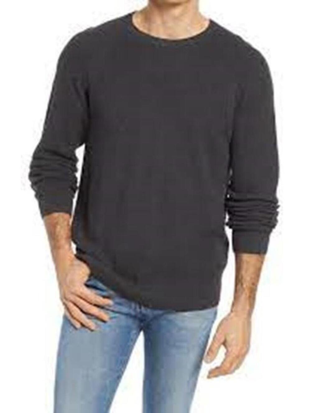3318 Nordstrom Mens Textured Raglan Sleeve Sweater GREY CHARCOAL HEATHER sz M